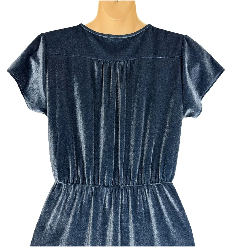 Baltic Born Faux Wrap Maxi Dress Blue Velvet Flutter Sleeve Empire‎ Waist S